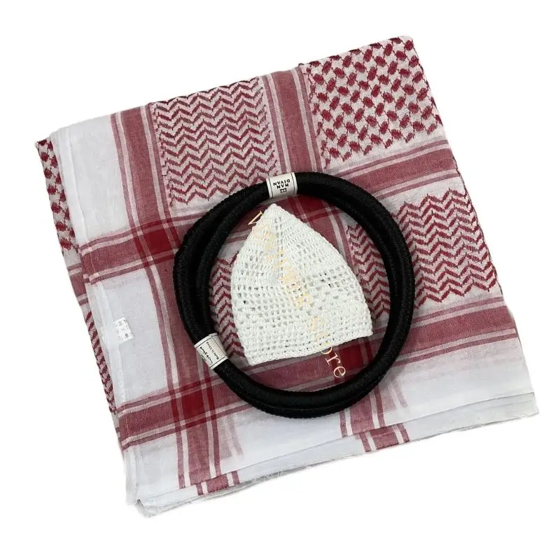 

Modern Middle Eastern Cultural Shemagh For Men Heat Resistant Polyester Keffiyeh Headwrap for Office and Formal Event D08E