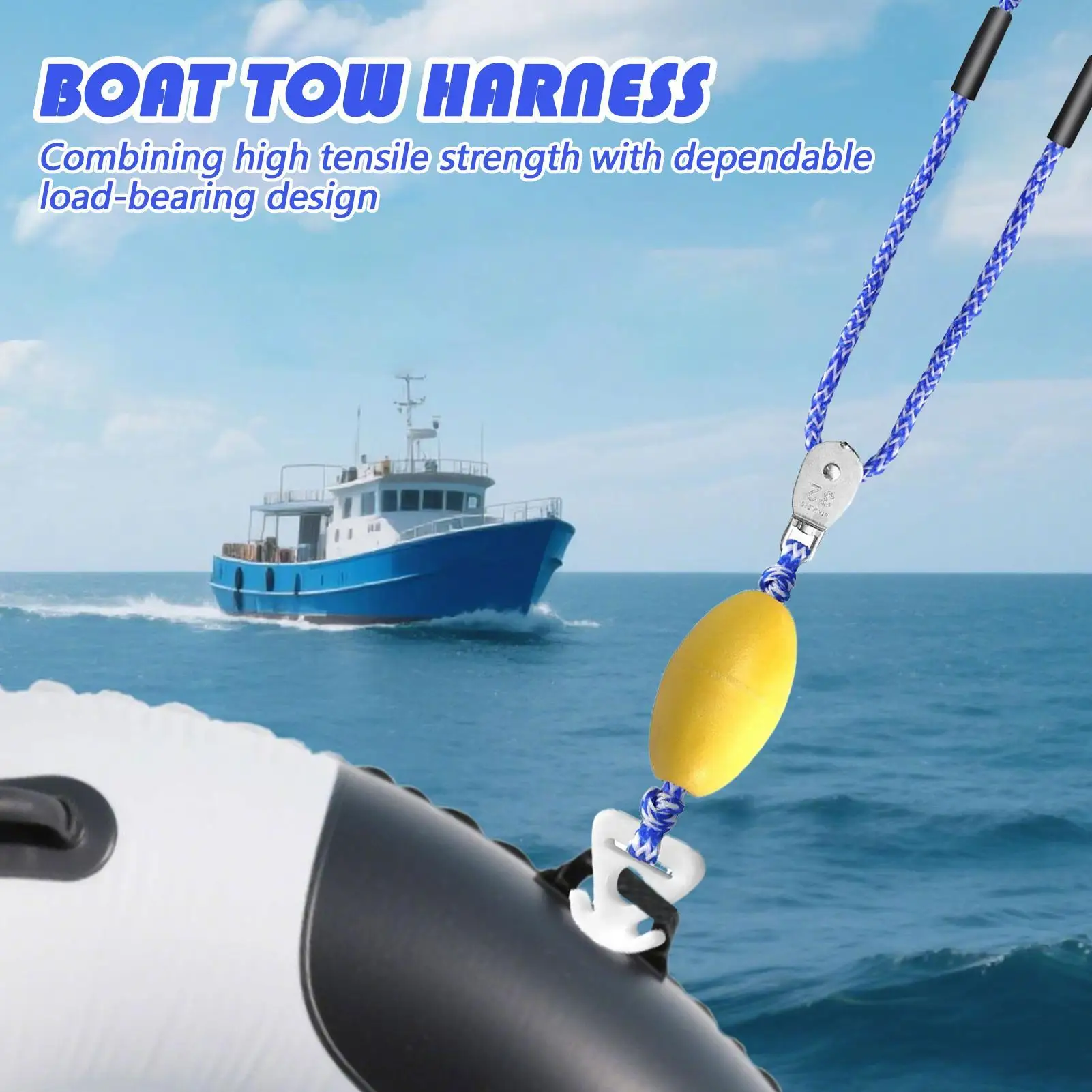 16フィートのチューブ用ボート牽引ハーネス、フロートボールとフック付きヘビーデューティストラップ、セーリング、釣り、牽引トレーニング用