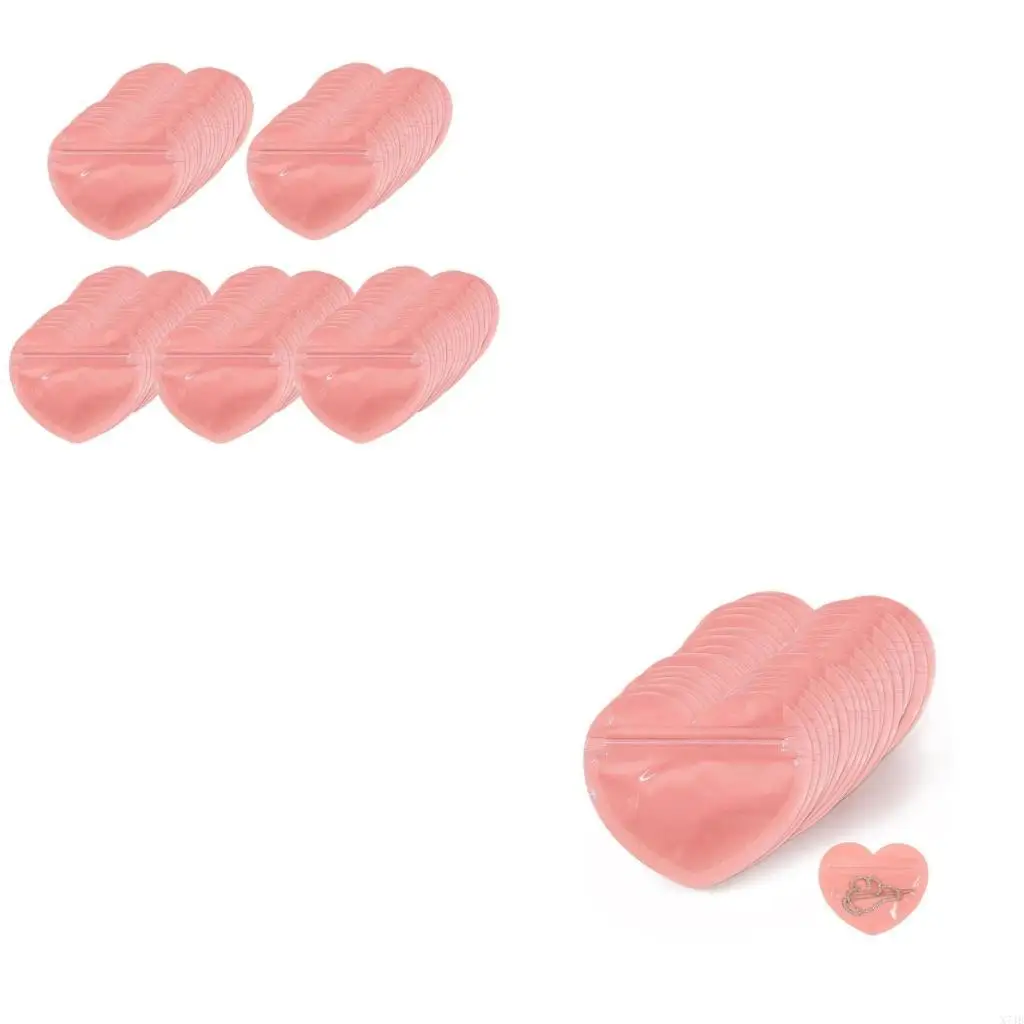 

100 шт. Самозапечатывающиеся пакеты в форме сердца для ювелирных изделий, удобный закрывающийся мешочек