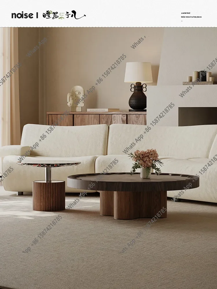 

BJ Medieval Style Coffee Table Living Room Home Minimalist Retro High-end Atmosphere Creative Fashion Artistic Sense Round