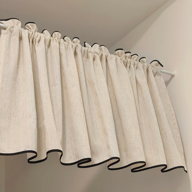 

Cotton Linen Farmhouse Short Curtains, Rustic Cafe Valance, Rod Pocket Small Window Curtains for Kitchen, Door, Porch, Cabinet