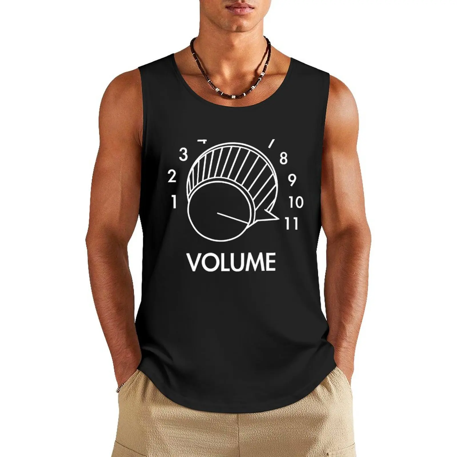 Volume Knob Up To 11 Funny Guitar Musician T-Shirt Gift Rock Heavy Metal Tank Top Bodybuilding shirt sports clothes for men