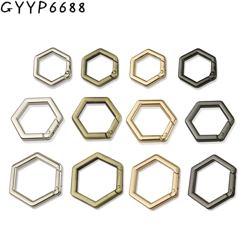 

10-50-100PCS 19MM 25MM 32MM Hexagon Shape Metal Openable Snap Clasp Trigger Hooks For Bags Belt Connector Buckles Accessories