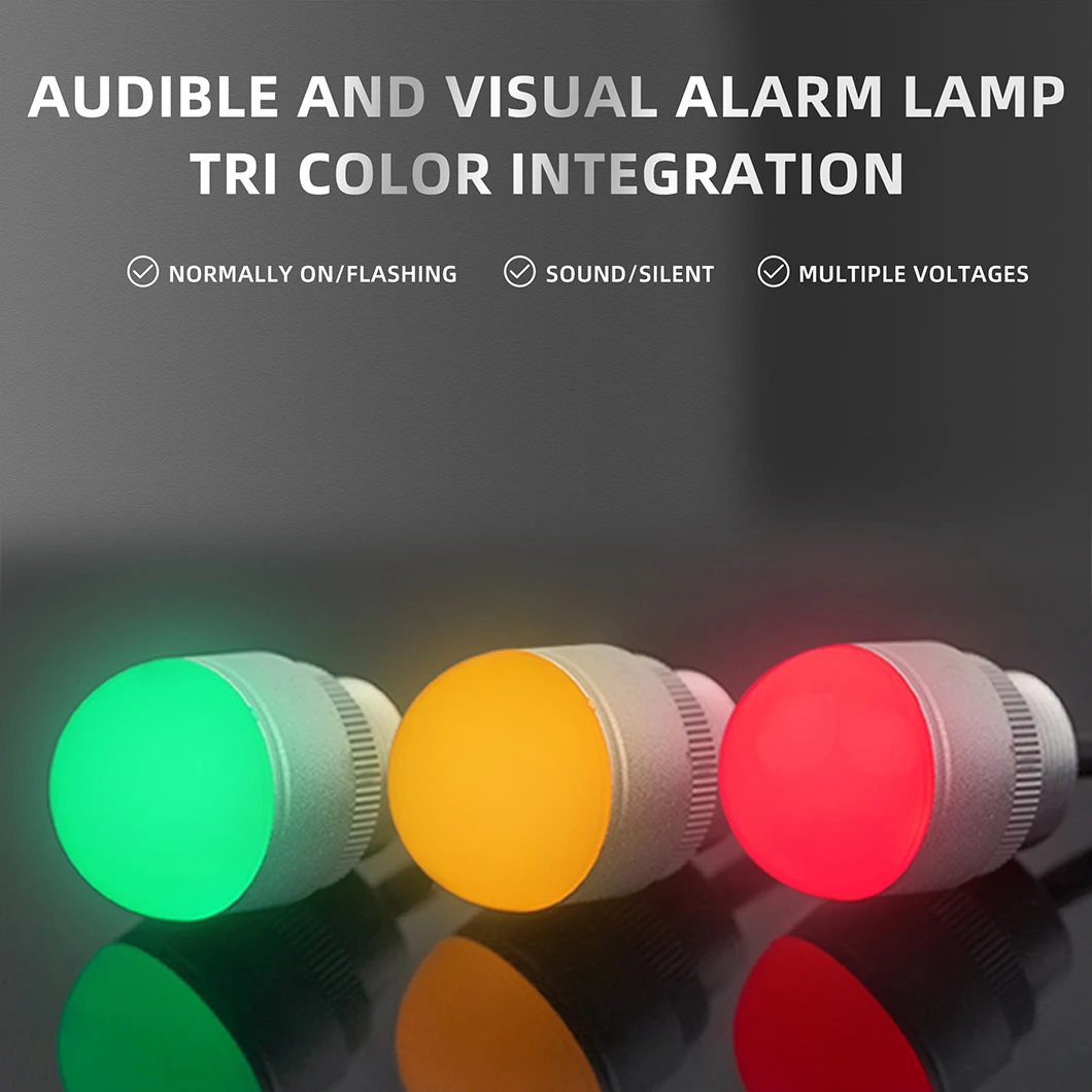 IBCL-111 30MM Mount Siez Domed Head Tri-Color Metal Indicator Light IP67 Waterproof 12/24V Machine Tool Equipment Warning Light
