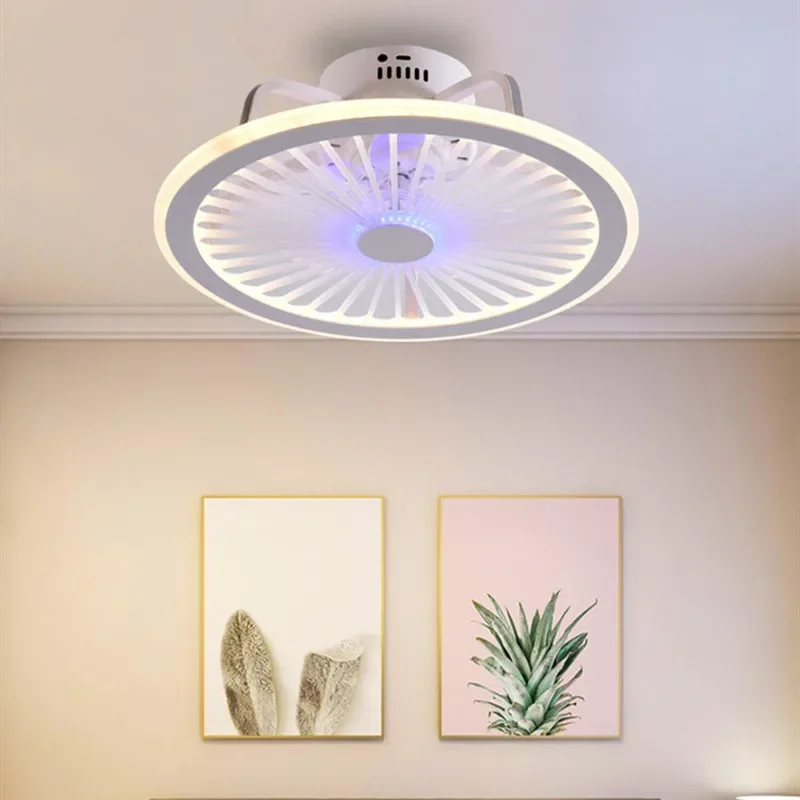 Modern Bedroom Led Smart Ceiling Fan Light Creative Study Diningroom 3 Colors Fan Light With Remote Control