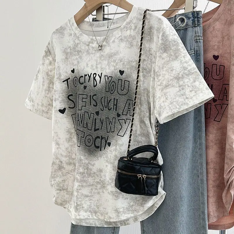 T-shirts à manches courtes pour femmes, décontracté, en coton, confortable, léger, coupe décontractée, surdimensionné, tendance, Streetwear, col rond, esthétique