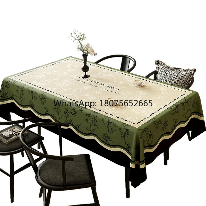 French waterproof oil-proof no-wash anti-scald tablecloth - vintage, light luxury, high-end coffee table cloth