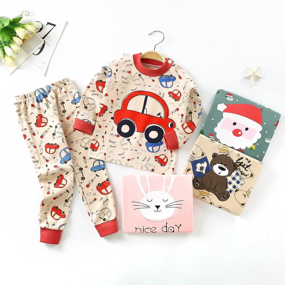 Cartoon Kid Sets2023Cotton Baby Girl Clothes Cute Animal Sets Girl  Top+pant Sets Toddler Clothing Baby Boy Clothes Pajama Pants