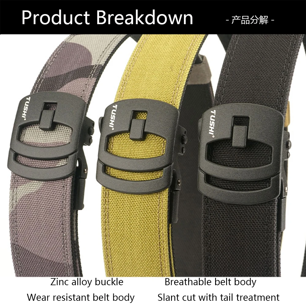Tushi neuer militärischer neuer Gürtel für Männer robuste Nylon Metall automatische Schnalle Polizei Waffen gürtel taktische Outdoor-Gürtel ipsc Zubehör – Detail 2