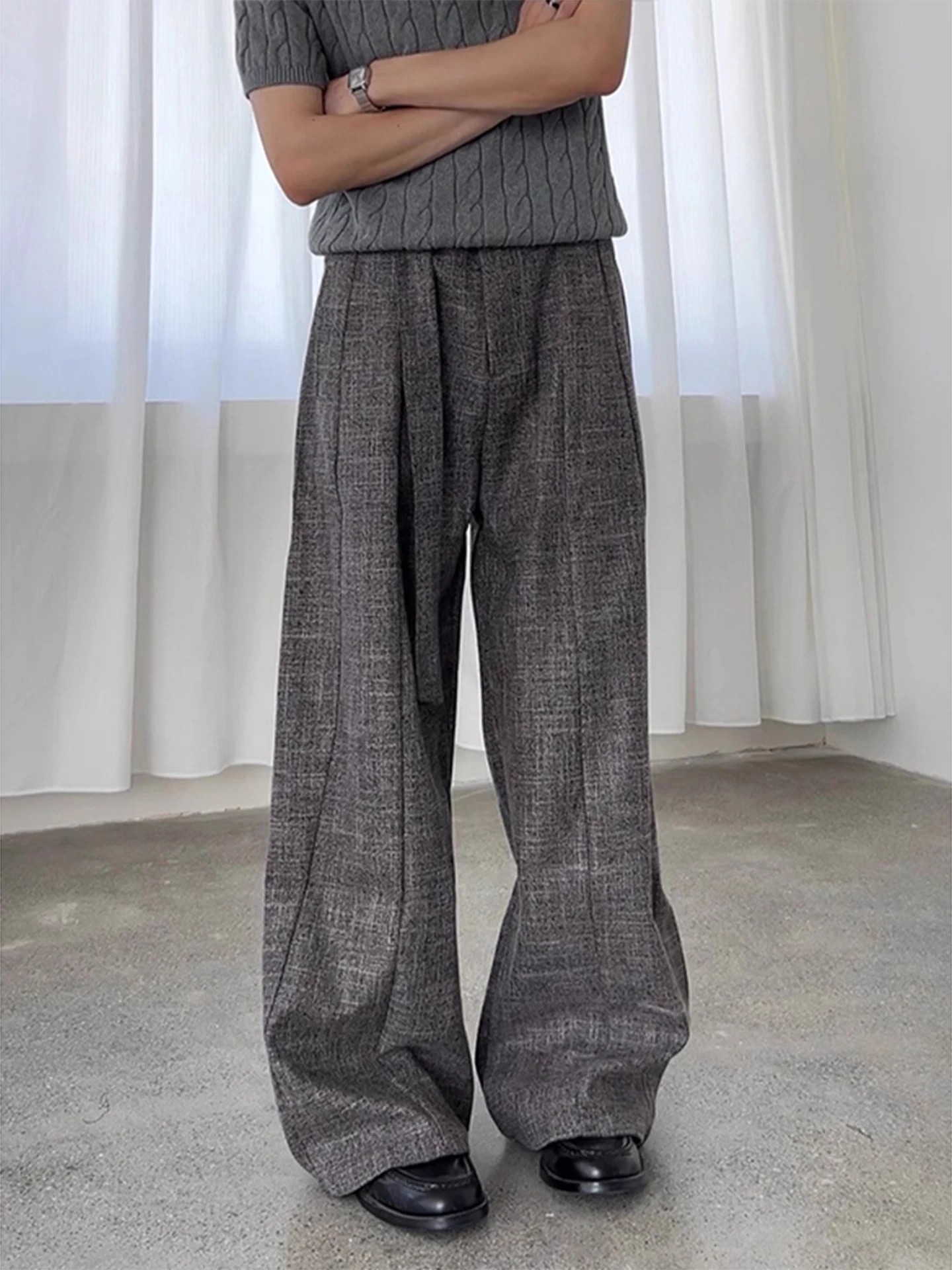 

Мужские свободные брюки с текстурой в американском ретро-стиле, повседневные длинные брюки для молодежи, осенняя коллекция, модные, в стиле Cool Wind