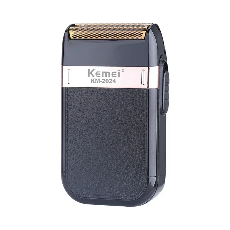 Kemei KM-2024 Electric Beard Shaver Professional Beard Trimmer Mini Face Razors for Shaving Men Leather Covering IPX4 Waterproof