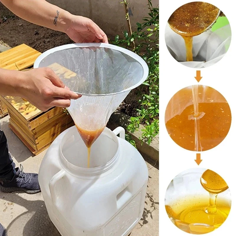 3pcs Nylon Conical Honey Filter Bag Ultra-fine Filter Specialized Beekeeping Tools for Removing Impurities Reusable