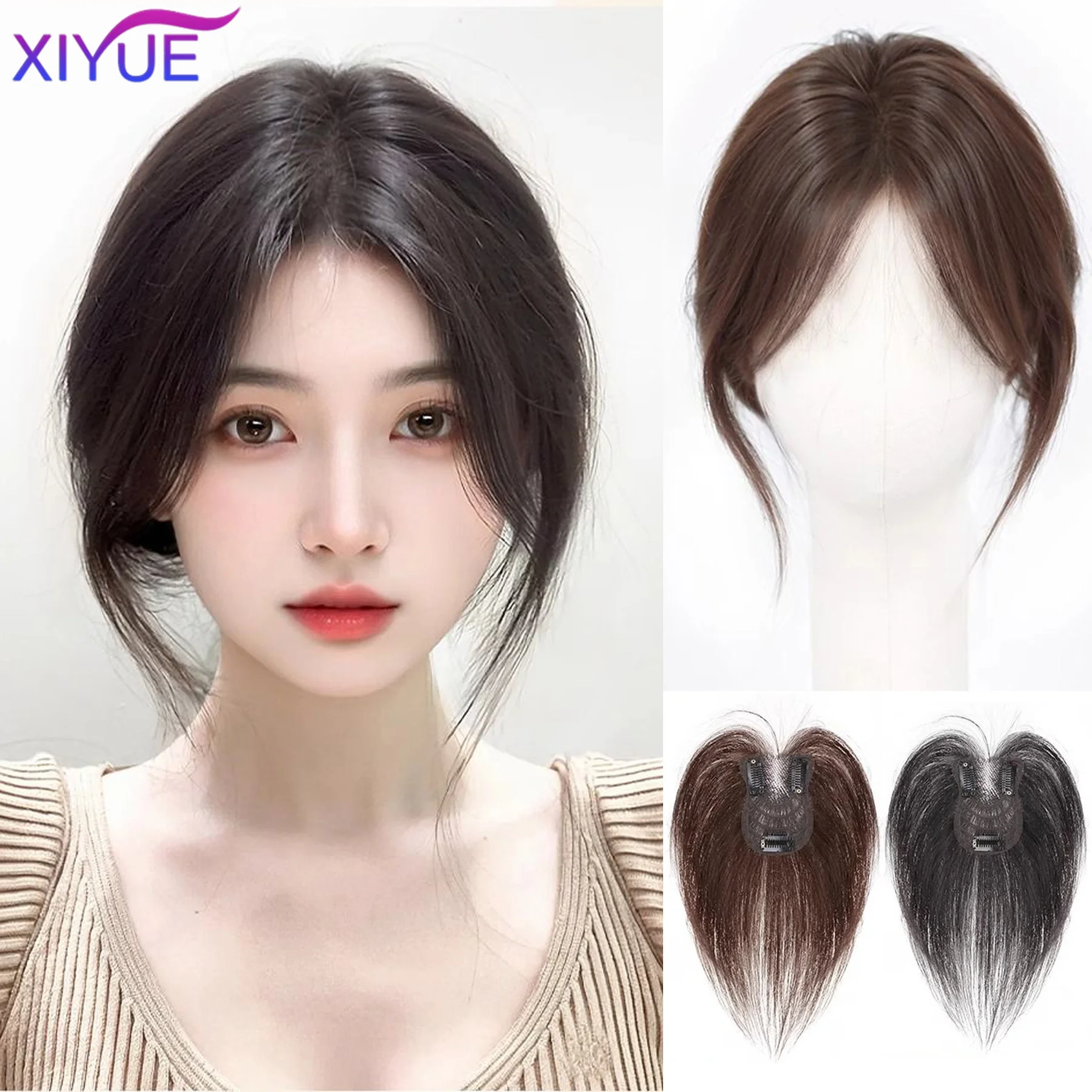 XIYUE Wig Pieces For Women Simulated Hair On The Of The Head Natural And Fluffy Eight Shaped Bangs Light And Thin Hair Pieces