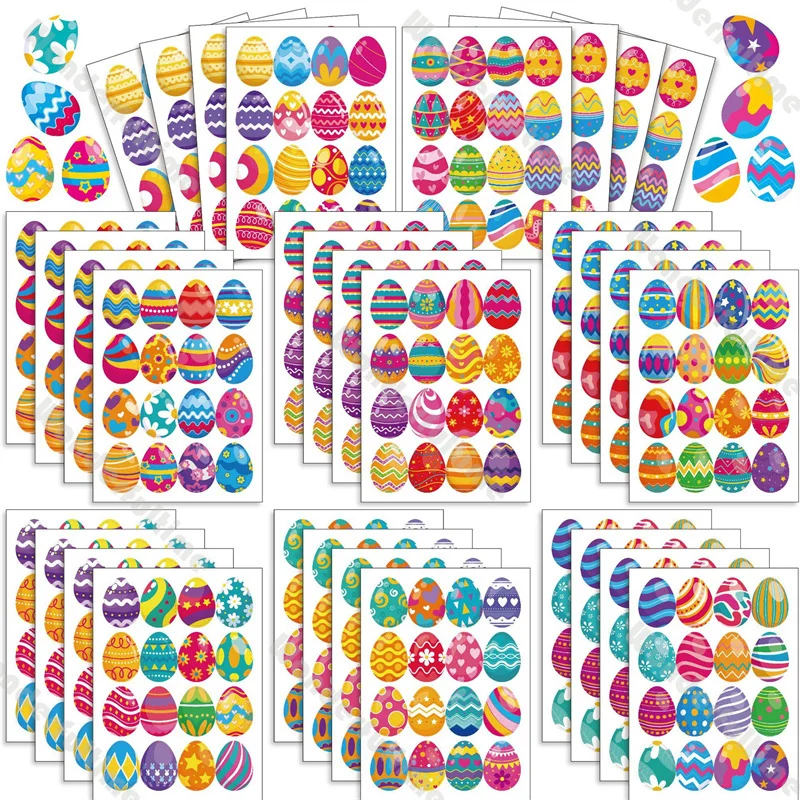 Набор из 8 наклеек в форме пасхальных яиц, весенние наклейки, эстетичные наклейки для граффити, наклейки для пасхальных подарков, сезонные пасхальные наклейки