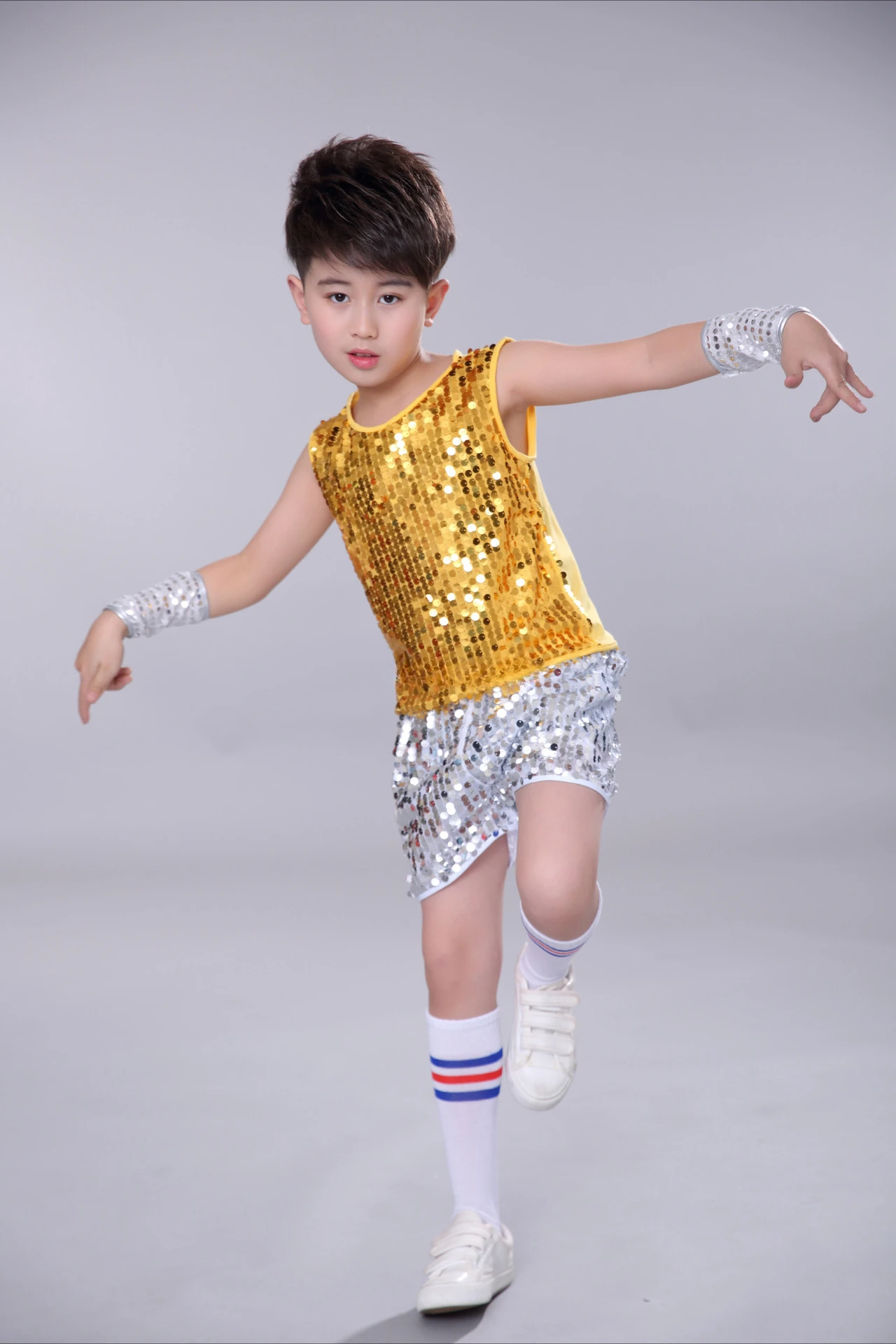 Trajes de baile de lentejuelas de Jazz para niños y niñas, conjunto de ropa de baile moderno de Hip-hop, ropa de baile Jazzy, ropa de calle para niños