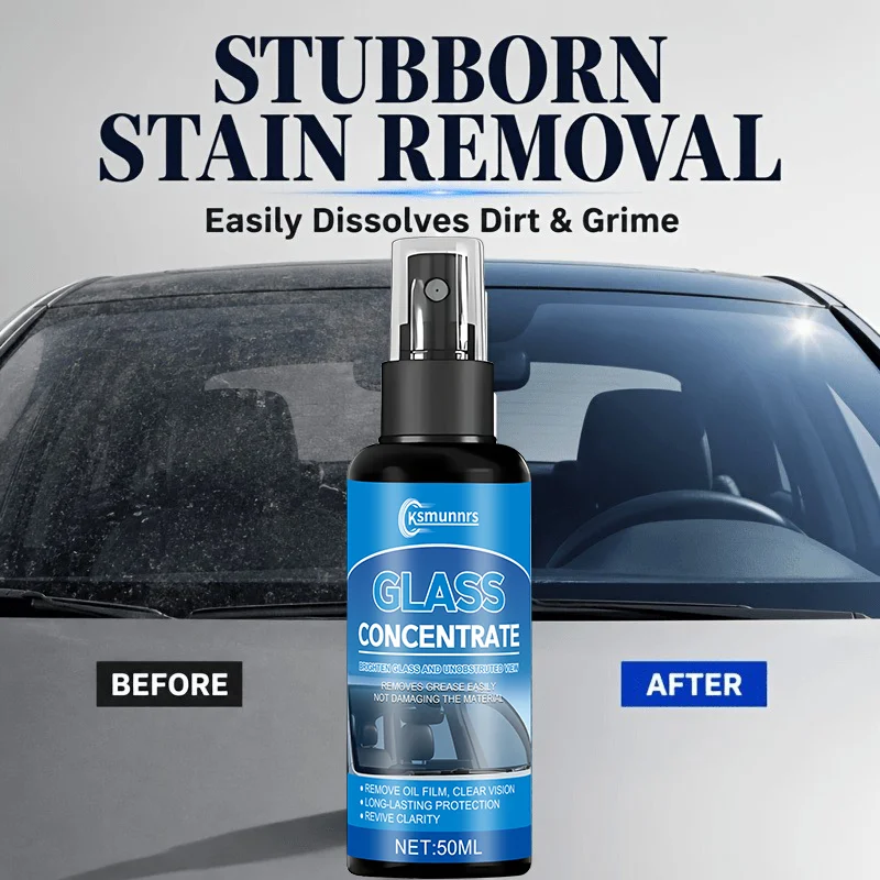 Car Glass Cleaner Spray, Windshield Oil Film Remover, Auto Window Cleaning Agent for Car Glass Surface