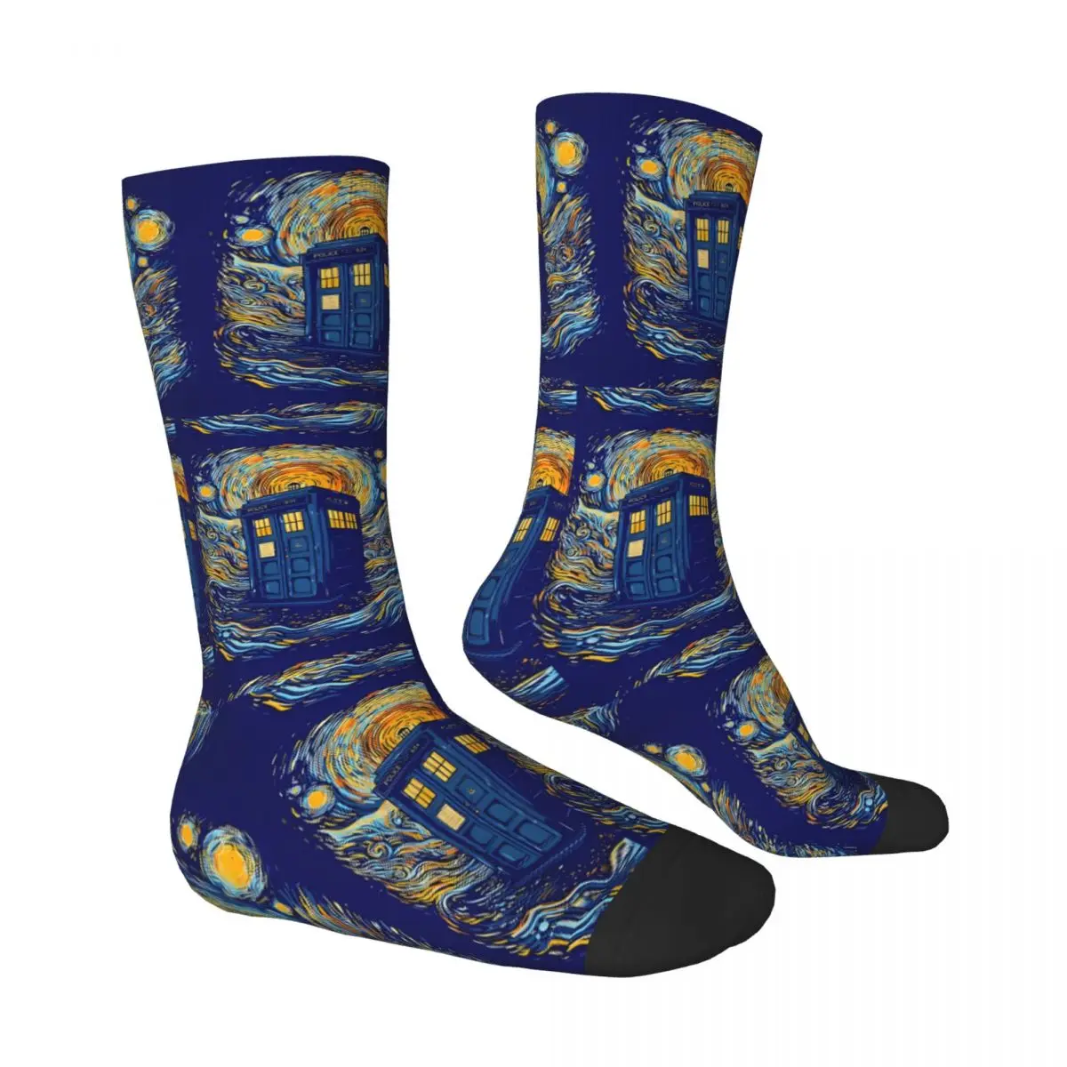 Van Gogh Socks Autumn Starry blue box Stockings Fashion Couple High Quality Socks Graphic Running Anti-Slip Socks