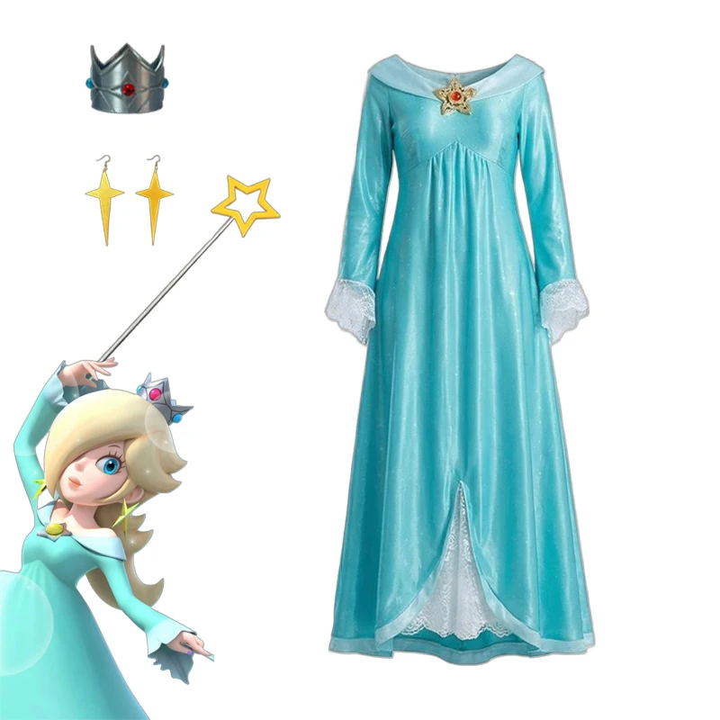 Women's Rosalina Cosplay Costume, Galaxy Princess Dress with Crown & Star Accessory, Adult Halloween Fancy Outfit Anime view 3