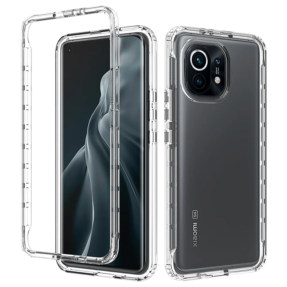 

Two Layers Structure Clear Case for Xiaomi 11 5g Shockproof 360 Degree Full Protect Camera Back Cover