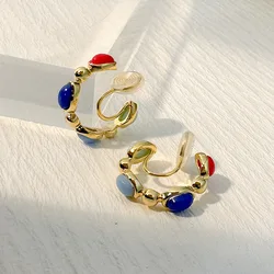 New Colored Enamel Retro Palace Style Mosquito Incense Plate Ear Clip Ear Jewelry Gift Wholesale