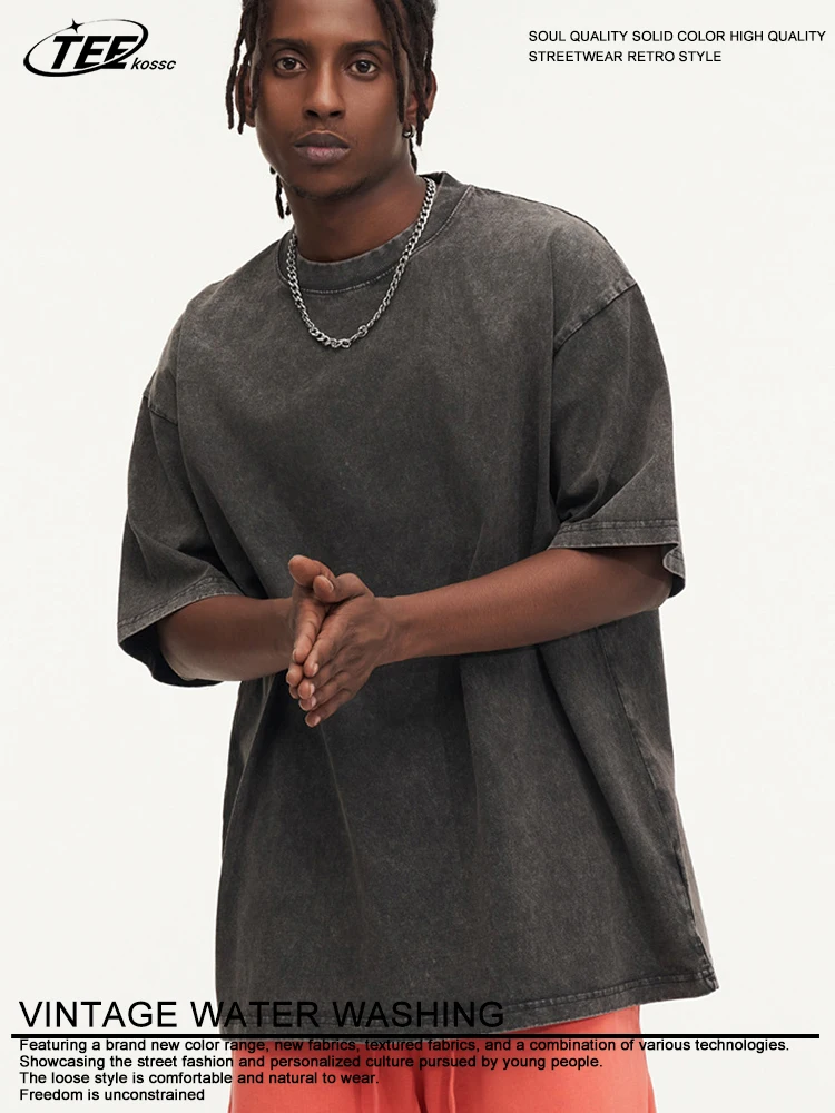 Summer Washed T Shirt Men Women Cotton Loose O-Neck Oversized Tee Couple Korean Y2k Tops Casual Vintage Short Sleeve T-shirt image 4