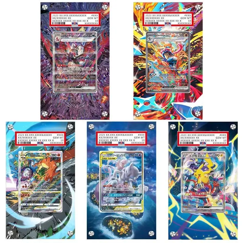 pokemon-greninja-qikachu-charizard-diy-pintura-estendida-acrilico-psa-preso-tijolo-ornamento-anime-colecao-cartao-expositor