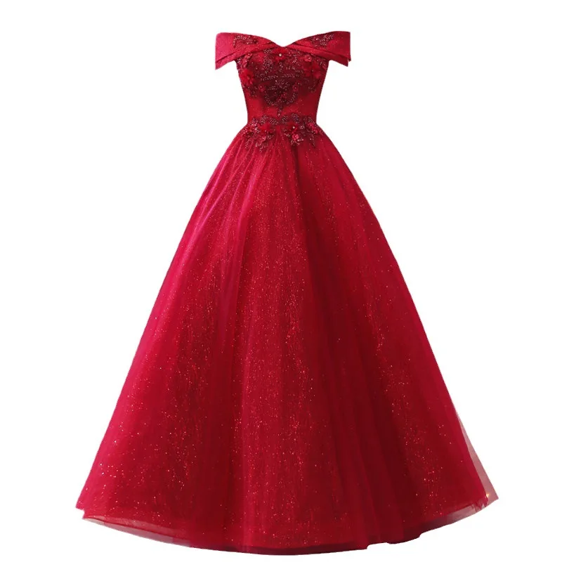 DSP-Elegante Vestido Quinceanera em Tule para Vestido Formal Fora do Ombro de Menina de 15 Anos, Vestido de Festa de Baile