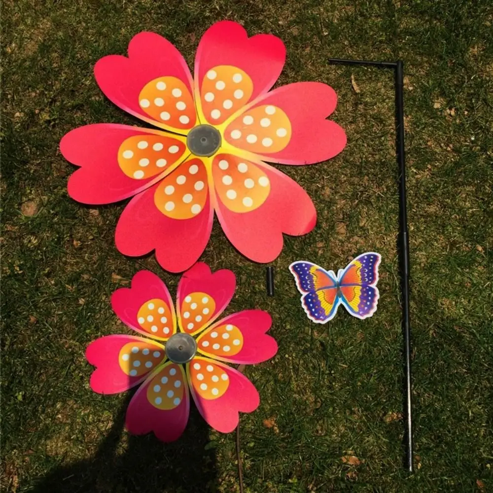 Molino de viento de pétalos de dibujos animados de baile de mariposa multiestilos, Spinner de viento giratorio colorido de PVC, diámetro 38cm de doble capa