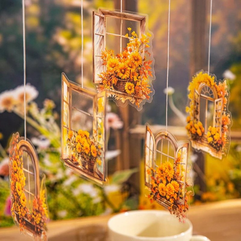 Mr. Paper 10Pcs/pack Four Seasons Window Mirror Series PET Waterproof Stickers for DIY Handbook Material Decoration
