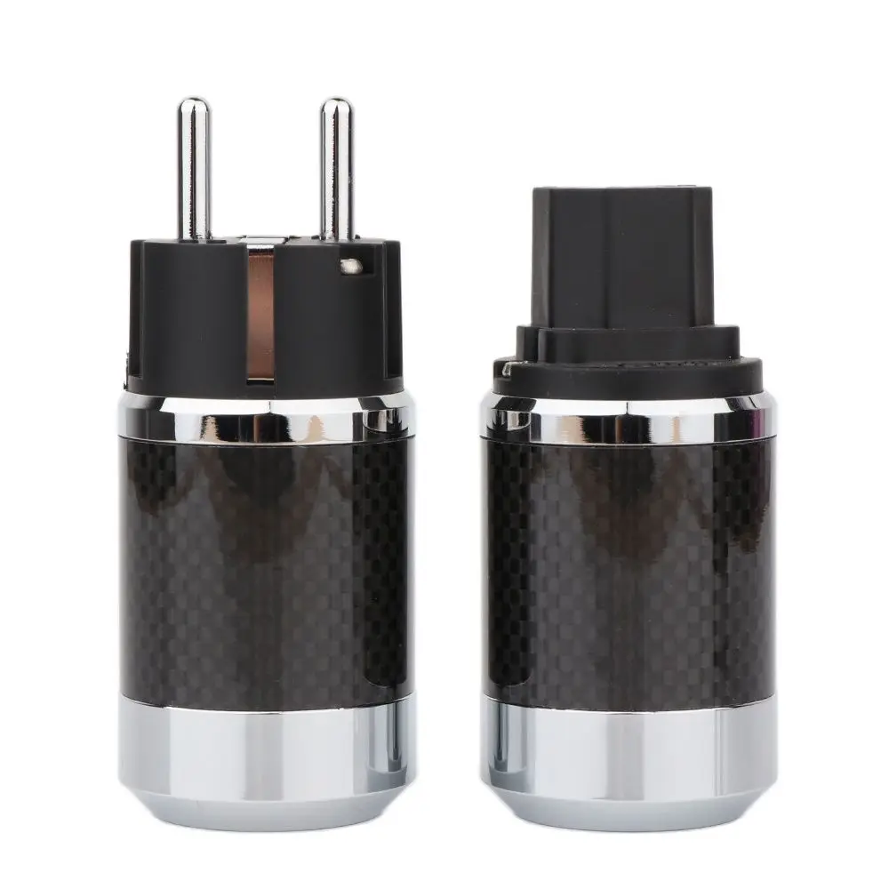 Para wtyczek EU Schuko, czarne, z włókna węglowego, 2-pinowe, wtyczki zasilania EU EUR Schuko, pozłacane/rodowane, adapter sieciowy DIY — zdjęcie produktu 7