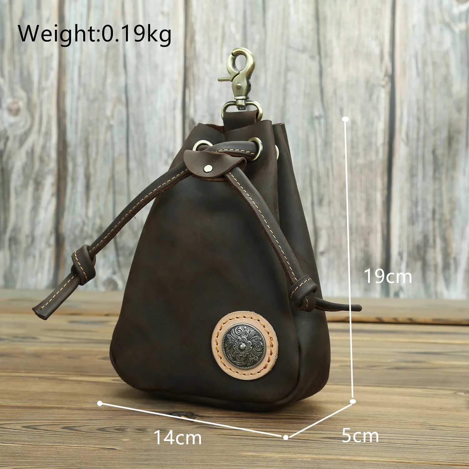 First-layer Cowhide Ami Kaji Cai Cloth Buckle Leather Bag Small Fanny Pack Male Mad Horse Leather Sports Outdoor Hanging Bag