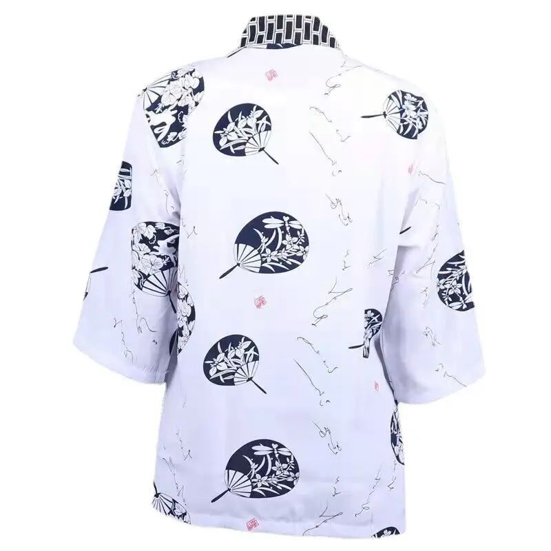 Mens Women Patchwork Sushi Chef Jacket uniforme da cucina giapponese Sushi Workwear Kimono Cardigan