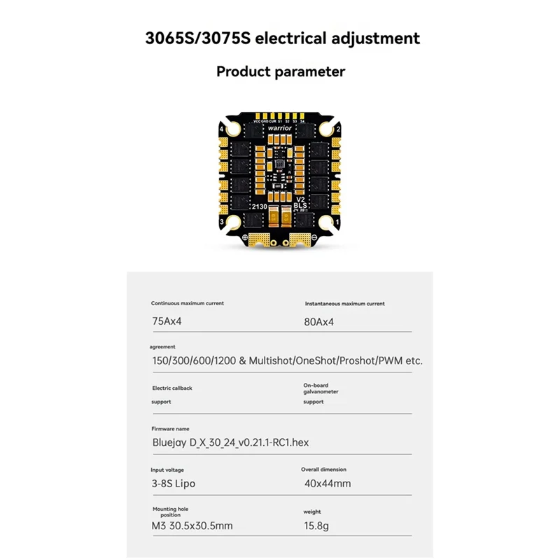 A14M F475S V3 FC 및 ESC 스택 F405 V3 비행 컨트롤러 75A ESC 3-8S 30.5X30.5Mm FPV 레이싱 드론용 Bluetooth 지원