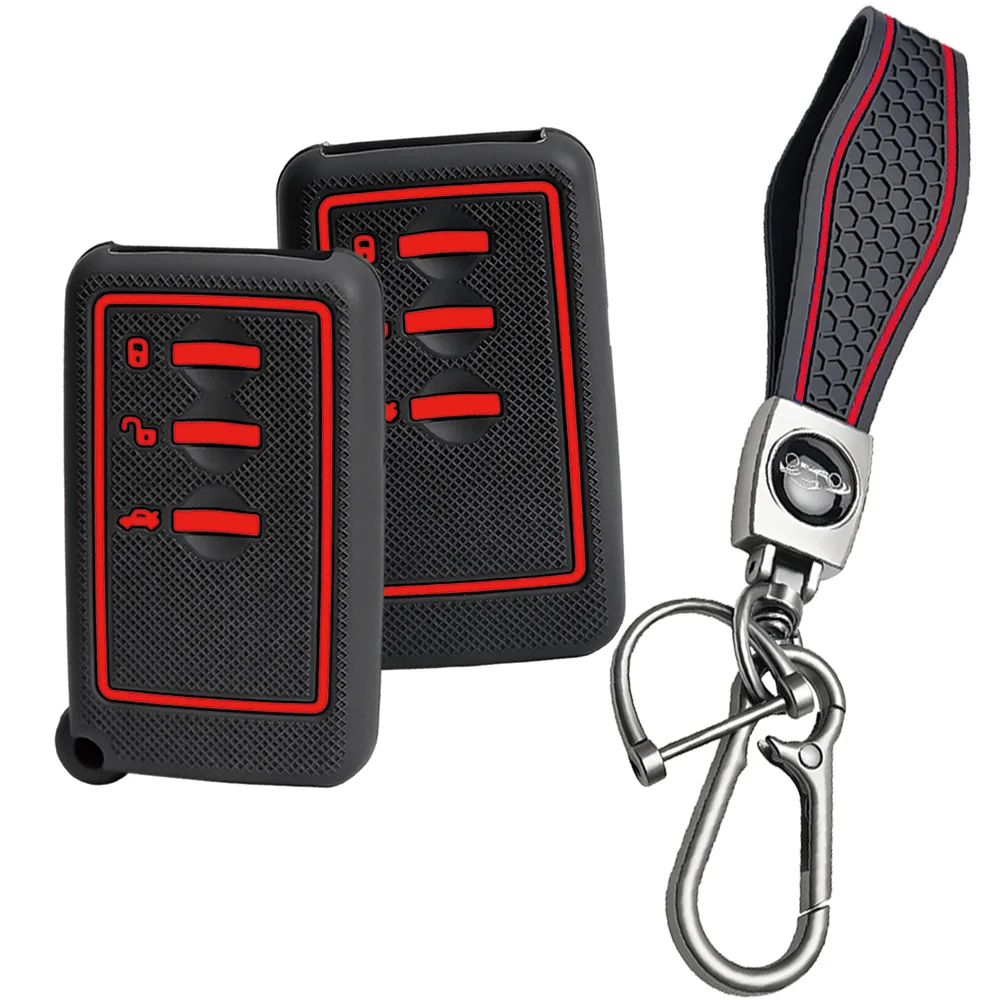 For Subaru Forester Outback Crosstrek Impreza Ascent WRX BRZ Legacy silicone car key fob cover with wrist strap and carabiner