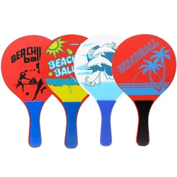 1 Pair Wooden Beach Game Bat Badminton Racket Cartoon Plastic Handle Outdoor Game Beach Party Pickleball Racquet For Beginner