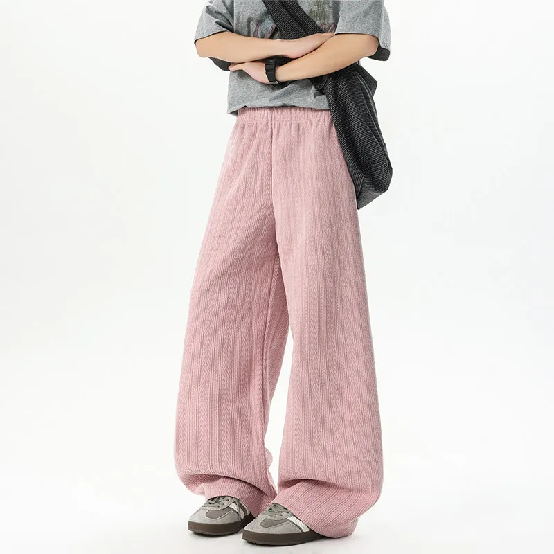 

Повседневные мужские розовые прямые брюки Spor, весенне-осенние одинаковые широкие спортивные штаны для пар, хлопковые брюки с эластичной резинкой на талии