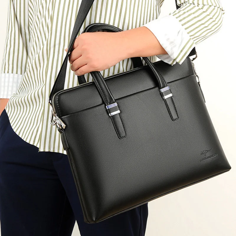 Business Reiß verschluss Aktentaschen Tasche für Männer Luxus weiche Leder Handtasche Vintage Mann Schulter Umhängetasche Büro Laptop Einkaufstasche