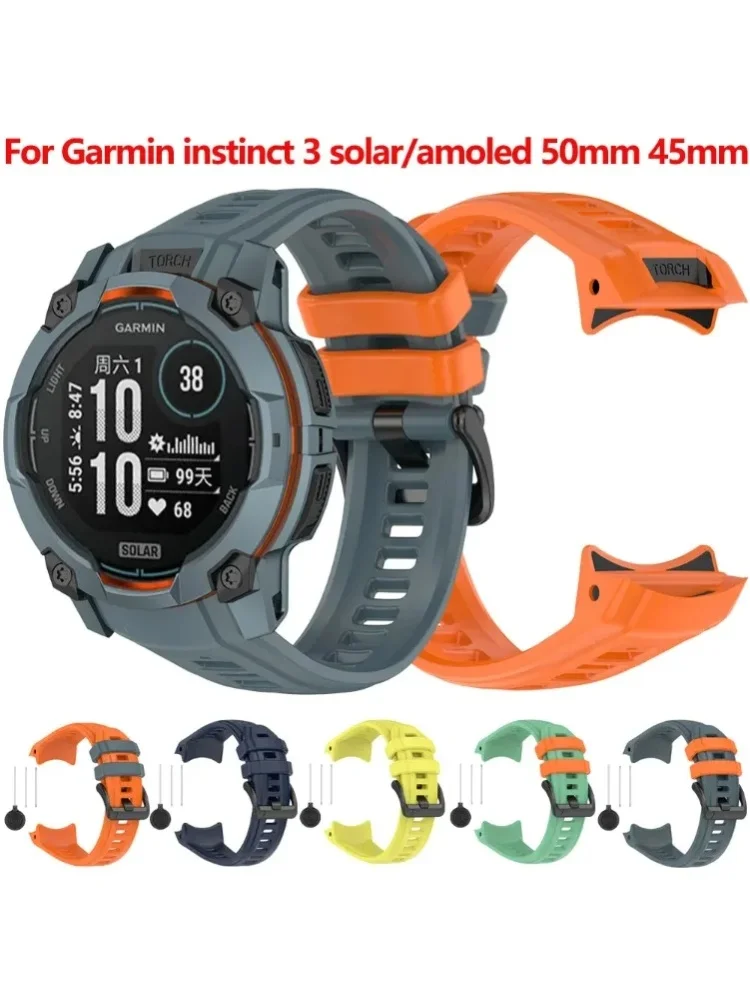 Silikonarmband für Garmin Instinct 3 Amoled 50mm 45mm Original Offizielles Armband für Garmin Instinct 3 Solar 45mm 50mm