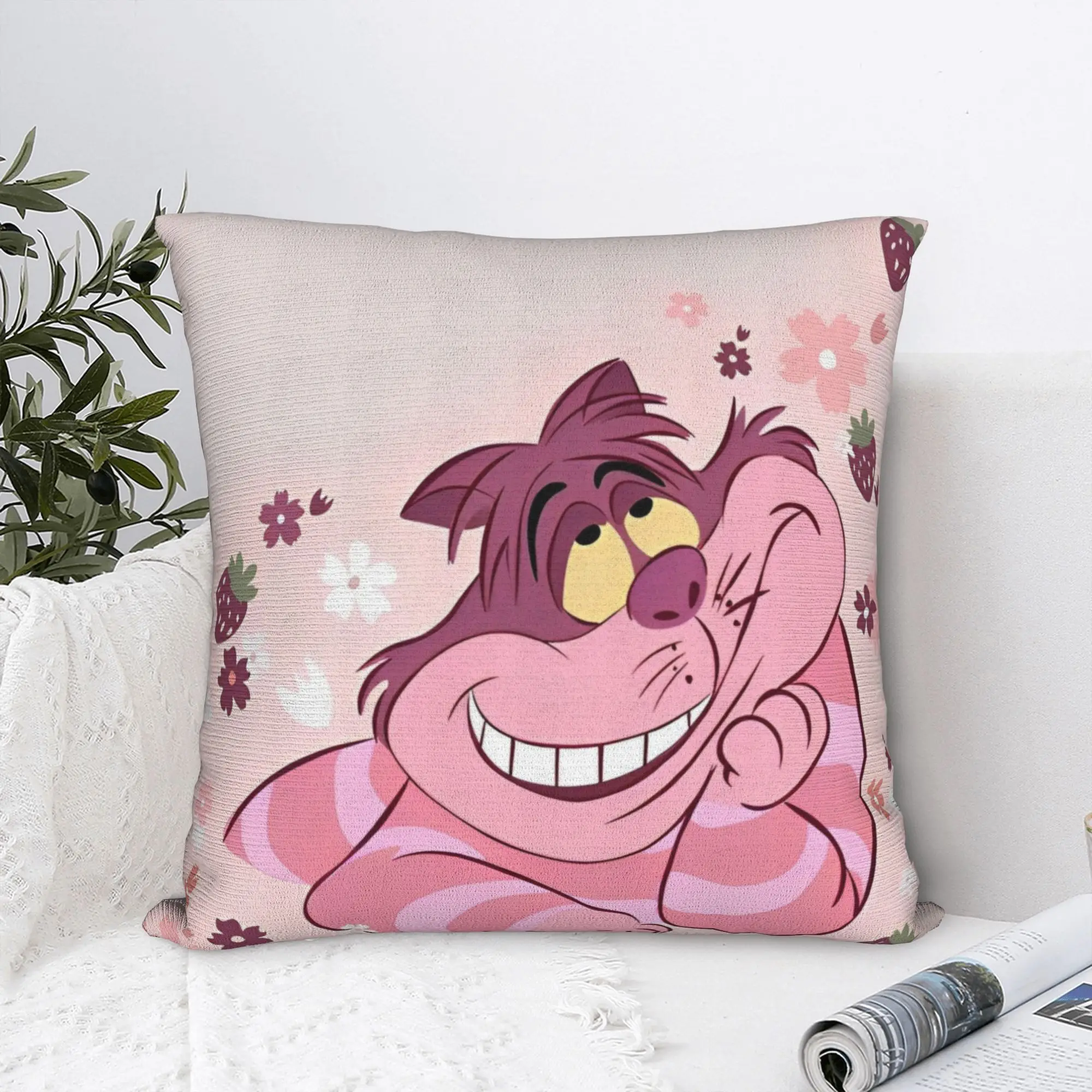 Cartoon Alice in Wonderland Cheshire Cat Square Pillow Case  Cushion Cover Custom Zipper Decorative Pillowcover for Car 18