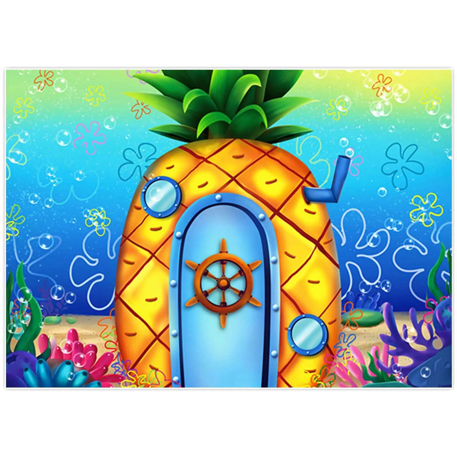 Underwater Cartoon Animation Theme Photography Backdrop Children Happy 1st Birthday Party Decoration Banner Photo Background