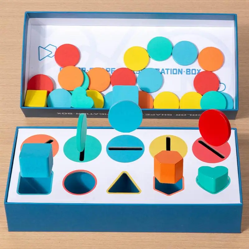 Juguetes de clasificación de colores, clasificador de formas de madera, juguetes de clasificación, bloques educativos a juego, clasificación de colores, juguetes sensoriales para el hogar y la escuela