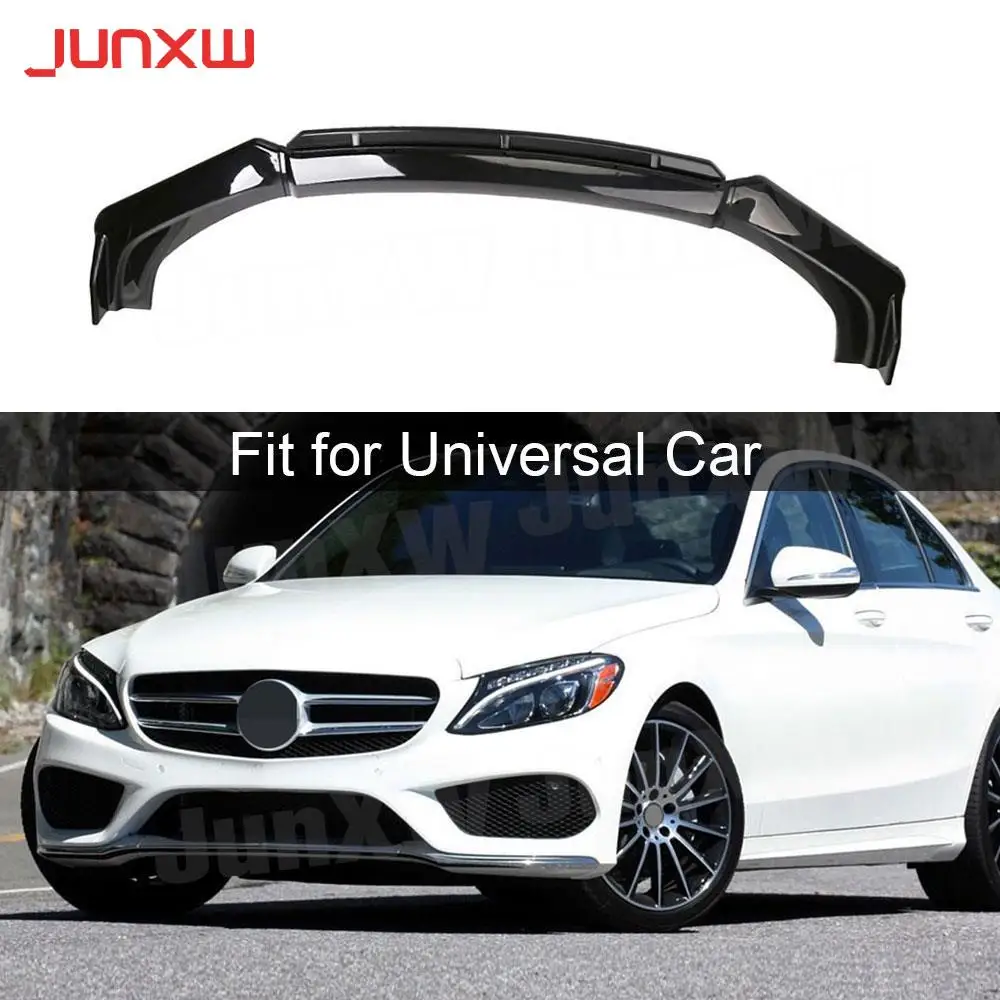 

Universal Car 3Pcs Carbon Look ABS Gloss Black Convertible Front Bumper Lip Spoiler Splitters For BMW For Benz For Audi For VW