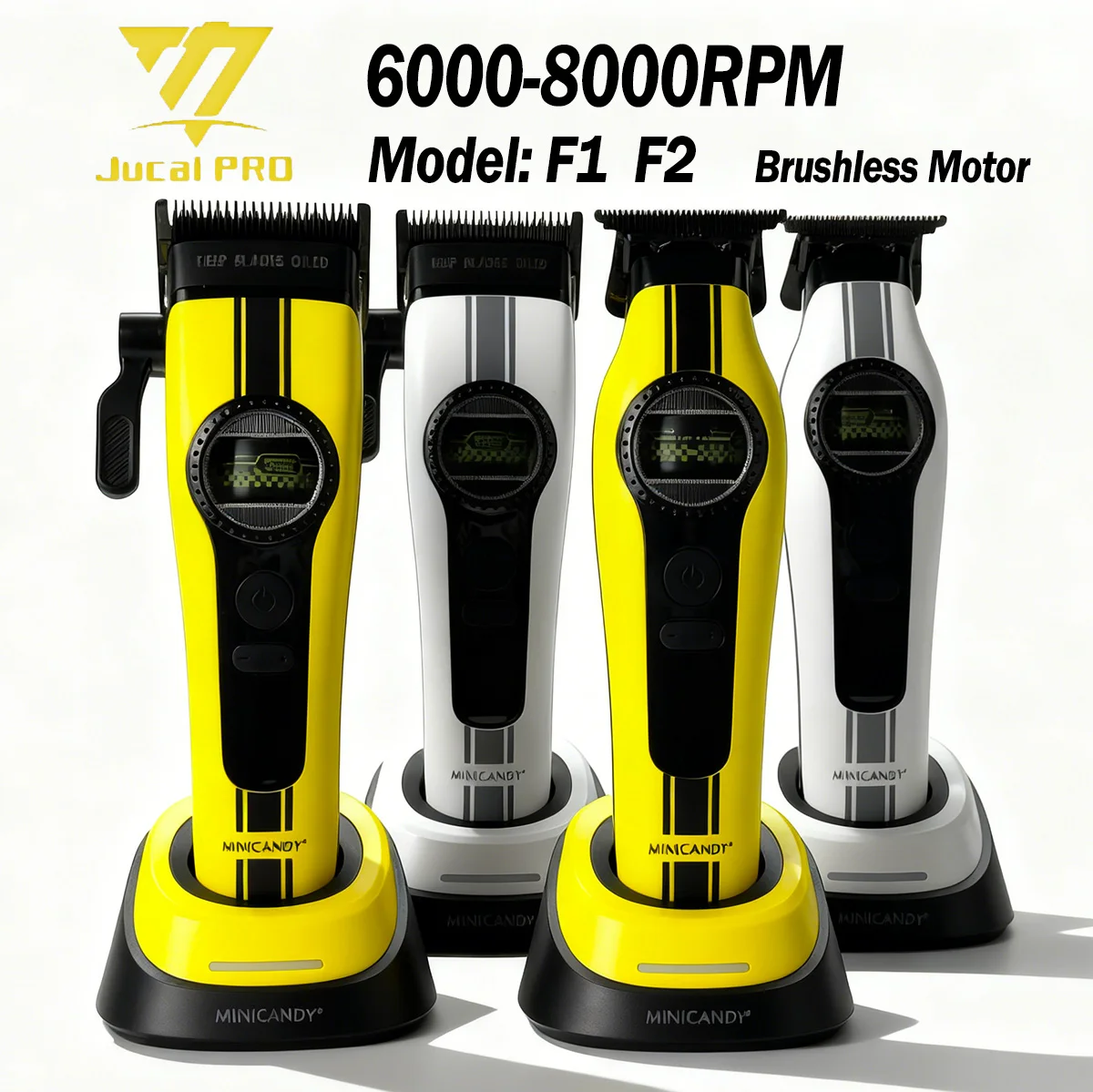 

JUCAI MINICANDY Professional Hair Clipper 6000-8000RPM Brushless Motor DLC Blade Trimmer Oil Head for Man F1 F2