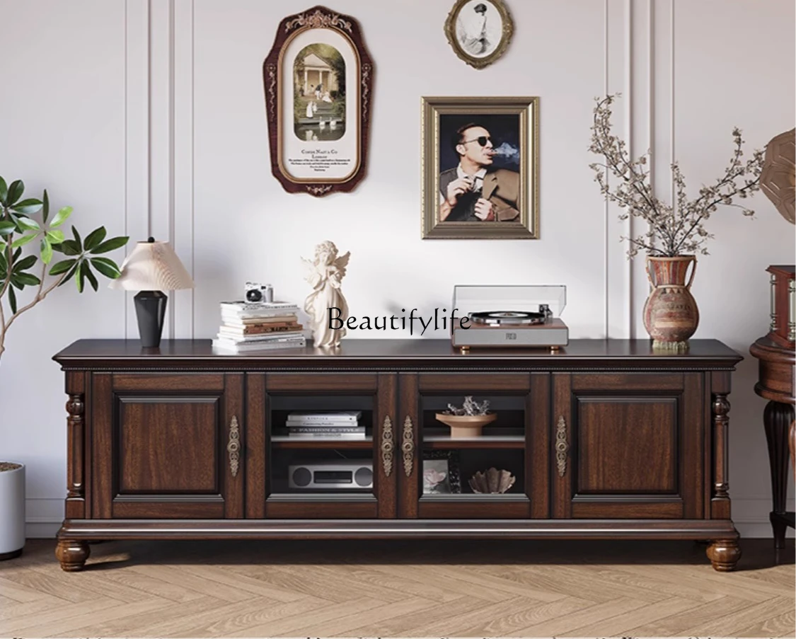 

American-style Solid Wood Floor Cabinet Black Walnut Storage Cabinet