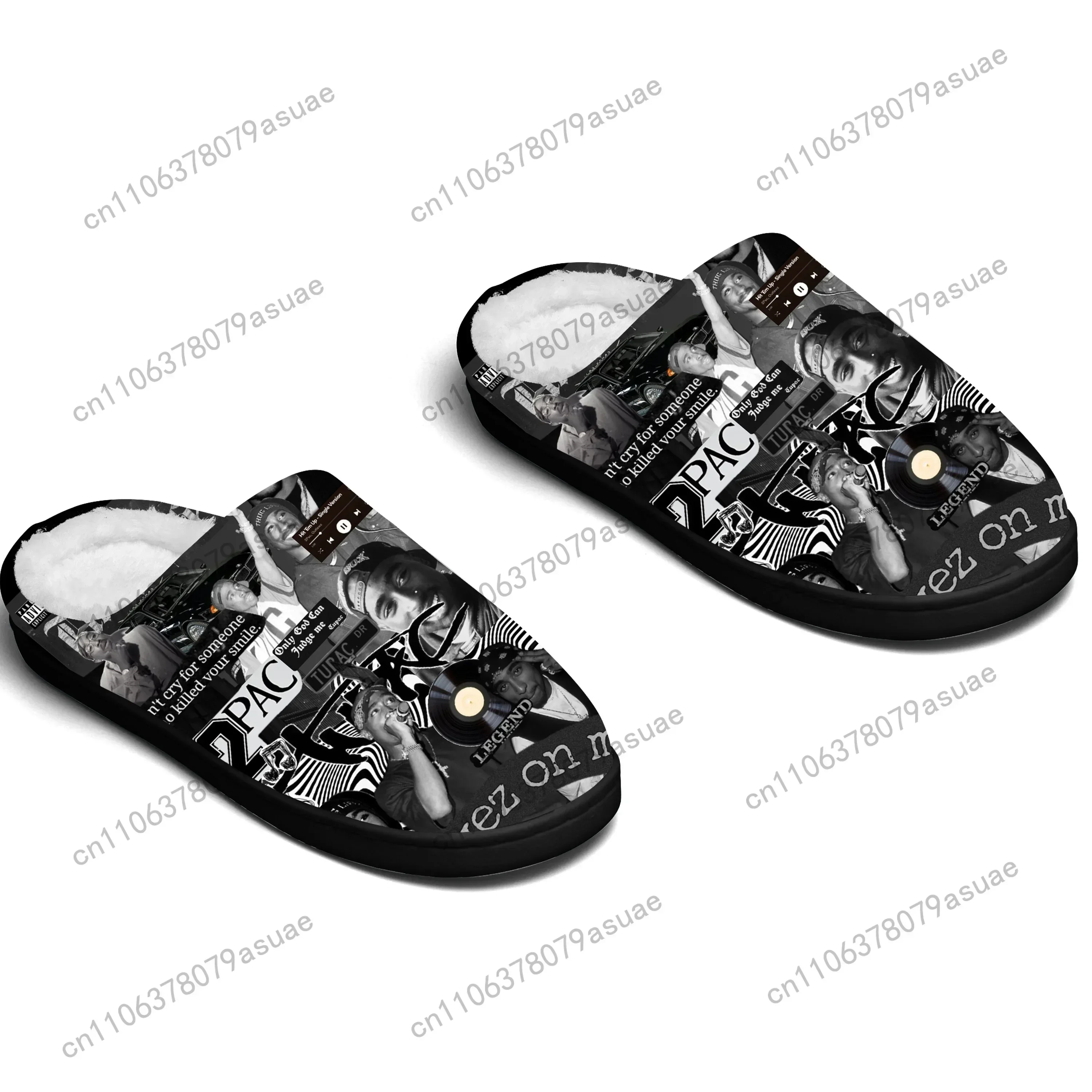 Tupac Rapper Home Cotton Slippers Mens Womens Bedroom Keep Warm Cotton Slippers Custom Slipper