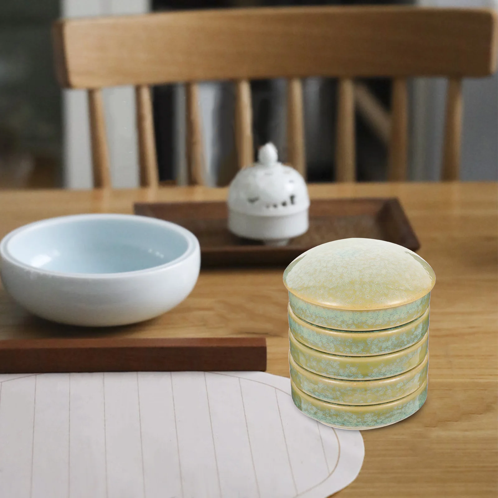 

1Set Ceramic Color Palettes 5-Layer Stackable Painting Pallet Trays Efficient Ink Watercolor Mixers for DIY Art Projects Compact