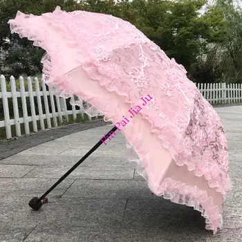 Lace Lolita bride umbrella ladies high-end sun umbrella photo studio wedding dress Hanfu photo French retro beach umbrella