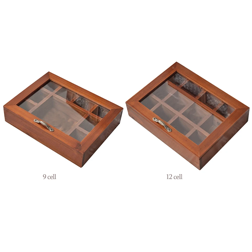 

Wooden Ring Bracelet Box with Transparent Lid Vintage Rings Earrings Showcase Multifunctional Durable Stackable Home Furnishings