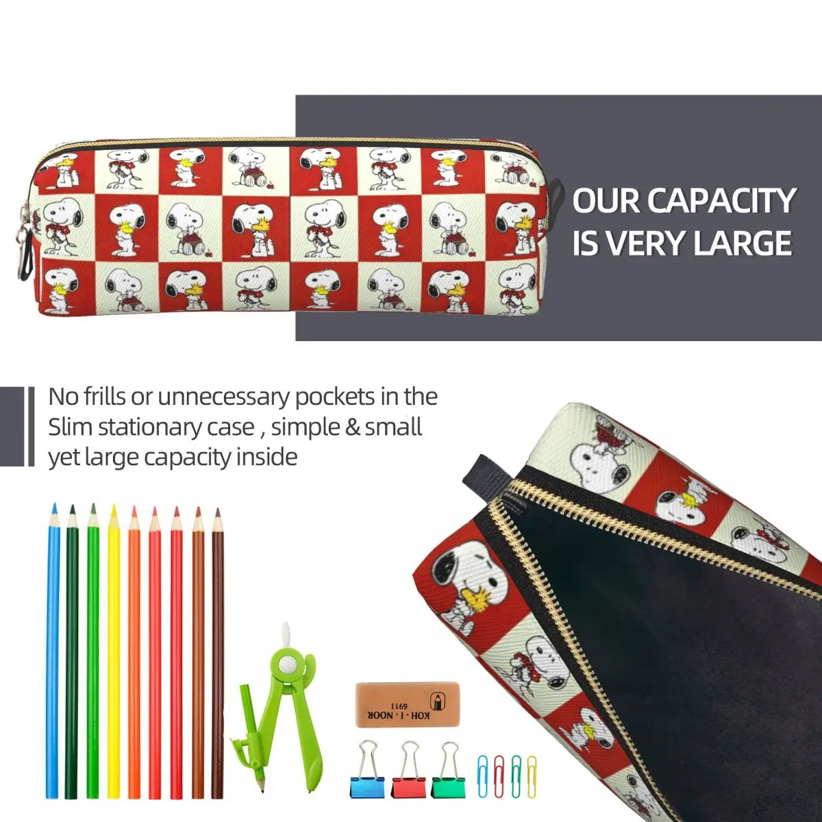 مقلمة Fun Snoopy Woodstock مقلمة كرتونية صندوق أقلام للفتيات والأولاد أكياس تخزين كبيرة اللوازم المدرسية والهدايا والقرطاسية