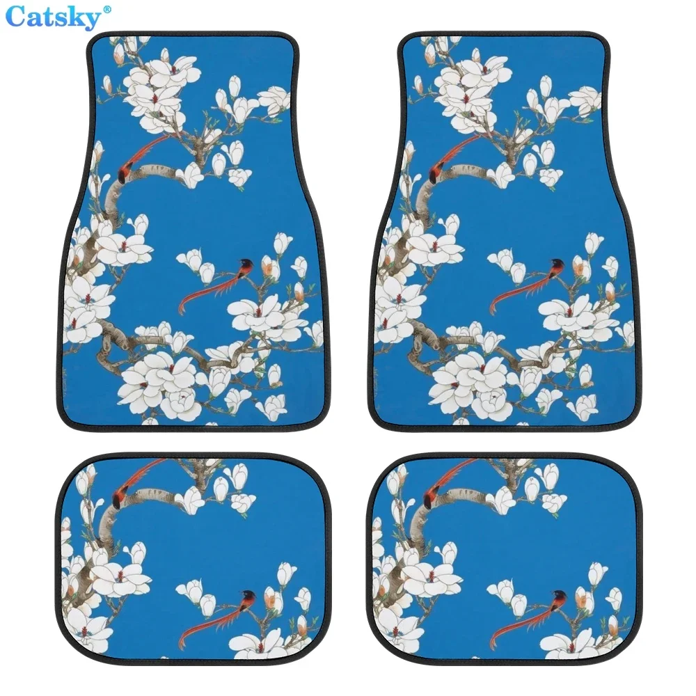 

Magnolia Flower Car Floor Mat Interior Accessories 4PCS Protection Anti-slip Suitable for Car SUV Truck Pattern Custom Floor Mat